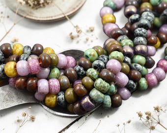 Picasso Beads - Large Seed Beads - 34/0 - Czech Glass Beads - Large Hole Beads - 8mm - 1/2 Strand - (B93)