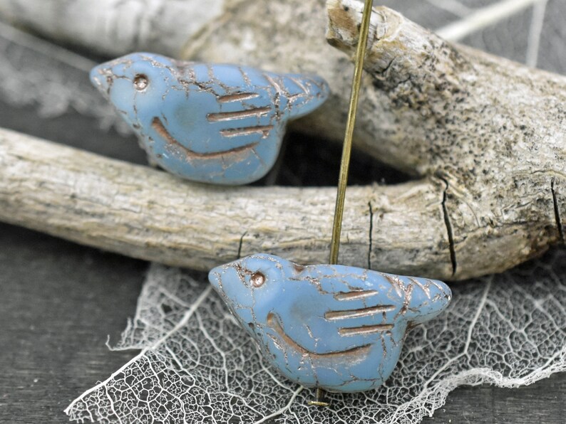 Bird Beads Czech Glass Beads Picasso Beads Animal Beads Czech Glass Bird Beads 6pcs 11x22mm A287 image 3