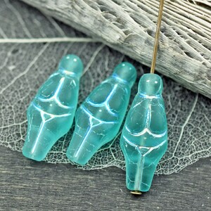 Goddess Bead - Czech Glass Beads - Female Goddess - Picasso Beads - 21x10mm - 4pcs - (1302)