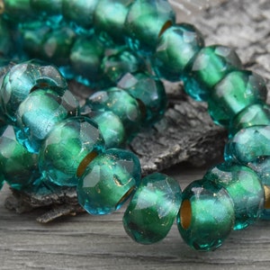 Roller Beads - Rondelles - Grand trou - 3 mm de diamètre - Perles polies au feu - Perles de verre tchèque - 25 pièces - 5 x 8 mm - (3915)