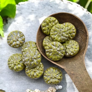 Picasso Beads - Flower Beads - Czech Glass Beads - Dahlia Beads - Czech Glass Flowers  - 15mm - 12pcs - (3973)