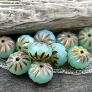 Picasso Beads Rondelle Beads Czech Glass Beads Czech Glass Rondelle Firepolish Beads 6x9mm 25pcs 1977 image 3