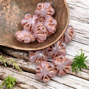 Czech Glass Beads - Picasso Beads - Flower Beads - Floral Beads - Pink Beads - 11mm - 10pcs - (3938)