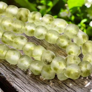 African Glass Beads - Fair Trade Beads -  Recycled Glass Beads - Powder Glass Beads - Approx 13-15mm - 10" Strand - (J41)