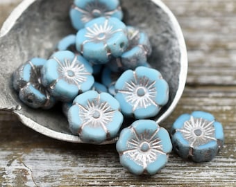 Czech Glass Beads - Hawaiian Flower Beads - Czech Glass Flowers - Hibiscus Flower - 12mm - 12pcs (5579)