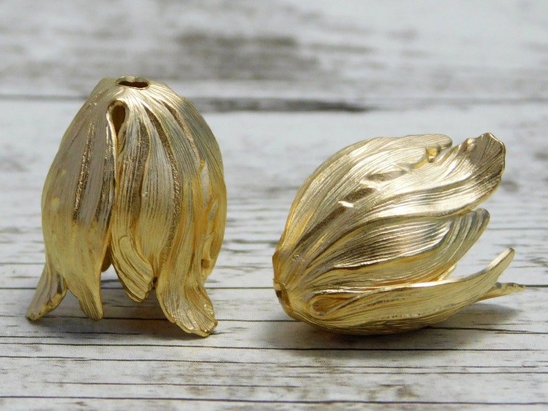 Large Bead Cap Gold Bead Caps 1pc Tulip Bead Cap 723 20x15mm Tassel Cones Matte Gold Tassel Caps