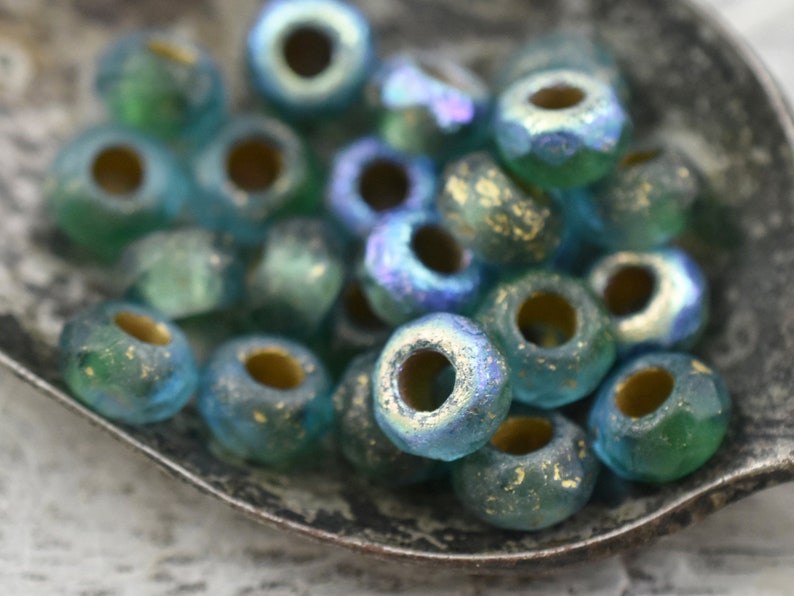 Czech Glass Beads Roller Beads Rondelle Beads Large Hole Beads Picasso Beads 3mm Hole Beads 5x8mm 25pcs 3277 image 3