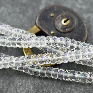 Czech Glass Beads - Spacer Beads - Rondelle Beads - Fire Polish Beads - Crystal AB - 8x4mm - 50pcs - (2910)