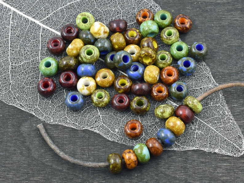 Large Hole Beads Seed Beads Picasso Beads Czech Glass Beads Size 32 Beads 32/0 Beads 8x5mm 50 grams 5783 image 1