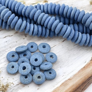 Recycled Glass Beads - Powder Glass Beads - African Glass Beads - Ashanti Glass - Heishi Beads - 13-15mm