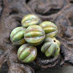 Picasso Beads Melon Beads Czech Glass Beads Round Beads Bohemian Beads 12mm Beads 15pcs B398 image 2