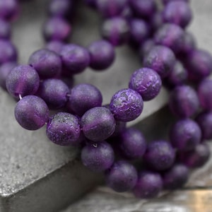 Czech Glass Beads - Purple Beads - Round Beads - Picasso Beads - Etched Beads - 8mm Beads - 20pcs - (4251)