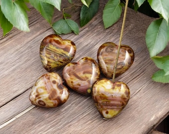 Picasso Beads - Heart Beads - Czech Glass Beads - Valentines Beads - 16x15mm - 10pcs - (A494)