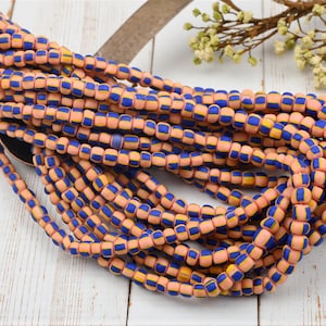 Indonesian Java Glass Trade Beads - Striped Gooseberry - 4-7mm - 24" Strand - (4196)
