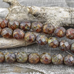 Picasso Beads Czech Glass Beads Fire Polished Beads Round Beads Rustic Beads Red Picasso 8mm 16pcs 3861 image 4