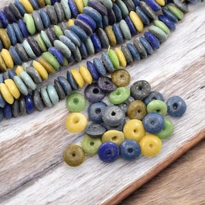 Fair Trade Beads - African Glass Beads - Recycled Glass Beads - Ashanti Glass - Heishi Beads - 13-15mm