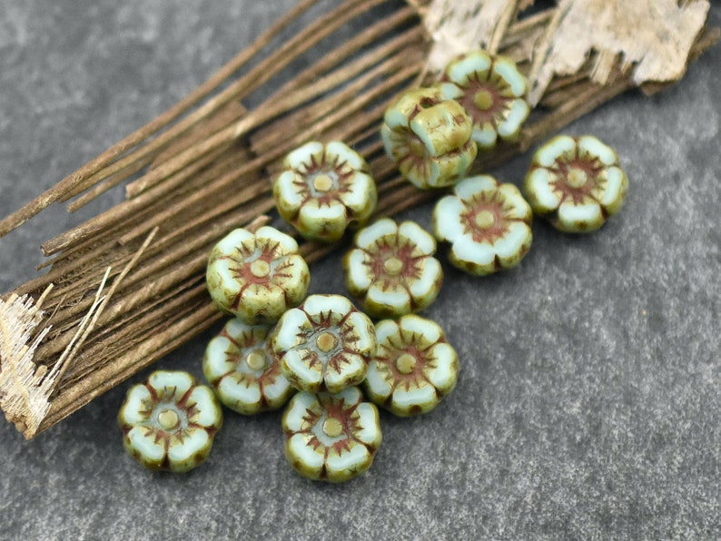 Picasso Beads Czech Glass Flowers 7mm Hawaiian Flower Beads Czech Glass Beads 12pcs 236 image 4