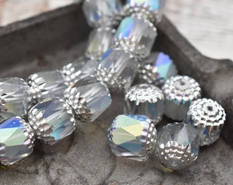 thumbnail image 2 of 10 Crystal Apollo Silver Cathedral Czech Glass Beads – 10mm, Clear Czech Glass 2 of 6