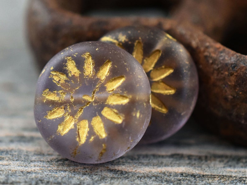 Flower Beads Matte Beads 6pcs Coin Beads 12mm 4906 Picasso Beads Czech Glass Beads Daisy Flower
