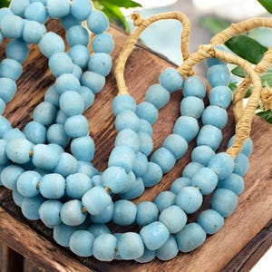 African Recycled Glass Beads - Fair Trade Beads -  Krobo Beads - Powder Glass Beads - Approx 10-12mm - 19" Strand - (J49)
