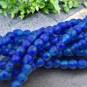 Recycled Glass Beads - African Glass Beads - Fair Trade Beads -  Approx 10-11mm - 20&quot; Strand - (J53)