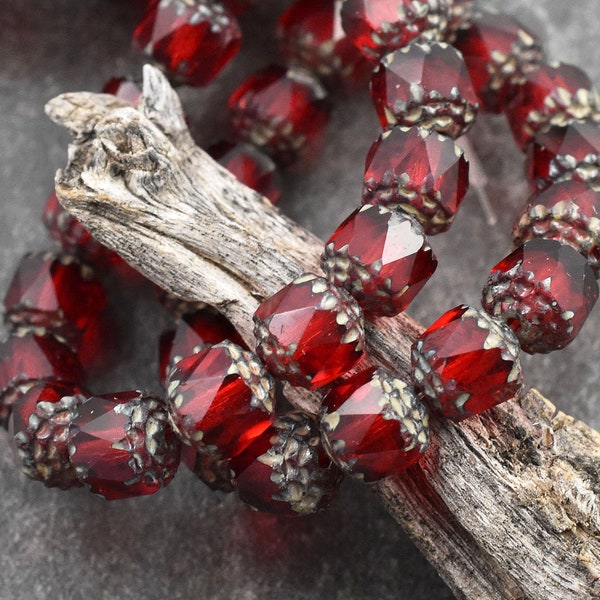 Picasso Beads - Czech Glass Beads - Cathedral Beads - Fire Polish Beads - 15pcs - 8mm - (5152)