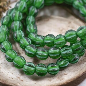 Czech Glass Beads - 2mm Hole Beads - Large Hole Melon Beads - 6mm Beads - Melon Beads - Round Beads - 25pcs - (5141) image 4