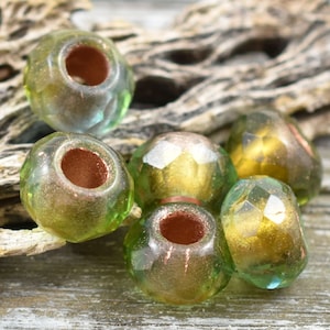 Czech Glass Beads Large Hole Beads Roller Rondelle Rondelle Beads Large Hole Rondelle 7x12mm 15pcs 2343 image 1