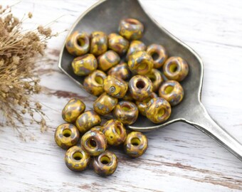 Picasso Beads - 2/0 Matubo Beads - Czech Glass Beads - Large Hole Beads - Seed Beads - Size 2 Beads - 6x4mm - 20 grams (A319)
