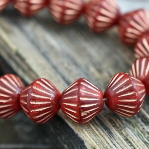 Czech Glass Beads Bicone Beads Red Beads Czech Glass Bicone 11mm 15pcs 2733 image 2