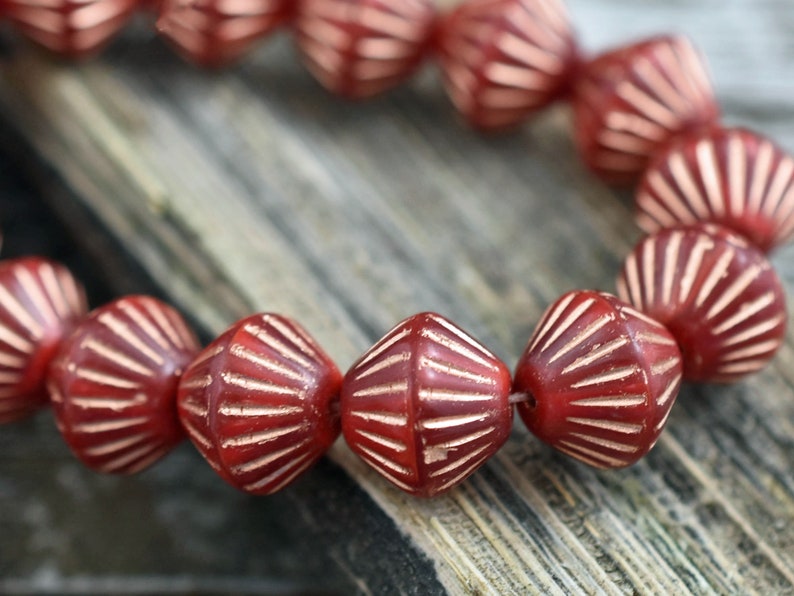 Czech Glass Beads Bicone Beads Red Beads Czech Glass Bicone 11mm 15pcs 2733 image 2