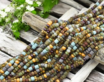 Picasso Seed Beads 6 0 - Aged Picasso Beads - Czech Glass Beads - Size 6 Seed Beads - 6/0 - 21" Strand - (5200)