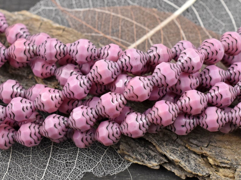 Turbine Beads Czech Glass Beads Czech Turbine Picasso Beads Cathedral Beads Pink Turbine Czech Beads 10x8mm 15pcs A631 image 2