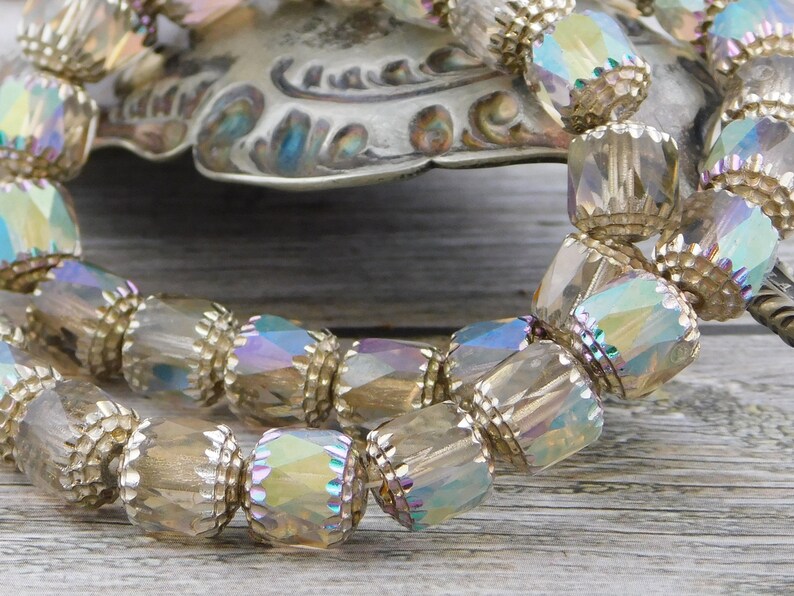 Czech Glass Beads Cathedral Beads Fire Polish Beads Etsy