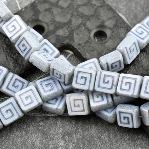 Czech Glass Beads Greek Key Beads Picasso Beads Tile Beads Square Beads 9mm 12pcs 694 image 2