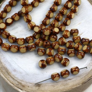 Picasso Beads - Czech Glass Beads - Old Stock Beads - Round Beads - Full Strand - 8mm - 25pcs - (4179)