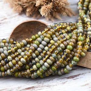 Picasso Seed Beads - Aged Picasso Beads - Czech Glass Beads - Size 5 Seed Beads - 5/0 - 21&quot; Strand - (A38)