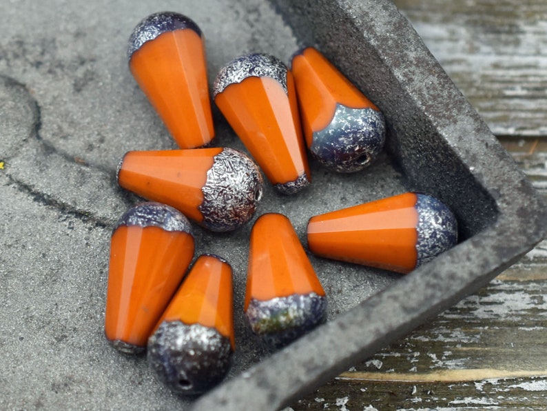 Czech Glass Beads Picasso Beads Faceted Beads 4033 Teardrop Beads 8x15mm Drop Beads 4pcs -