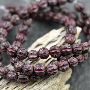 Picasso Beads Melon Beads Czech Glass Beads Round Beads Red Picasso 5mm 25pcs 278 image 2