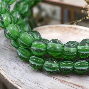 Czech Glass Beads - 2mm Hole Beads - Large Hole Melon Beads - 6mm Beads - Melon Beads - Round Beads - 25pcs - (5141) image 2