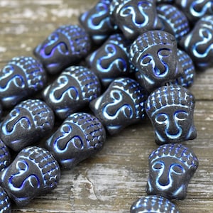 Czech Glass Beads - Buddha Beads - Czech Buddha Bead - Buddha Head Bead  - 15x14mm - 4pcs (A62)