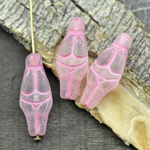 Goddess Bead - Czech Glass Beads - Female Goddess - Picasso Beads - 21x10mm - 6pcs - (685)