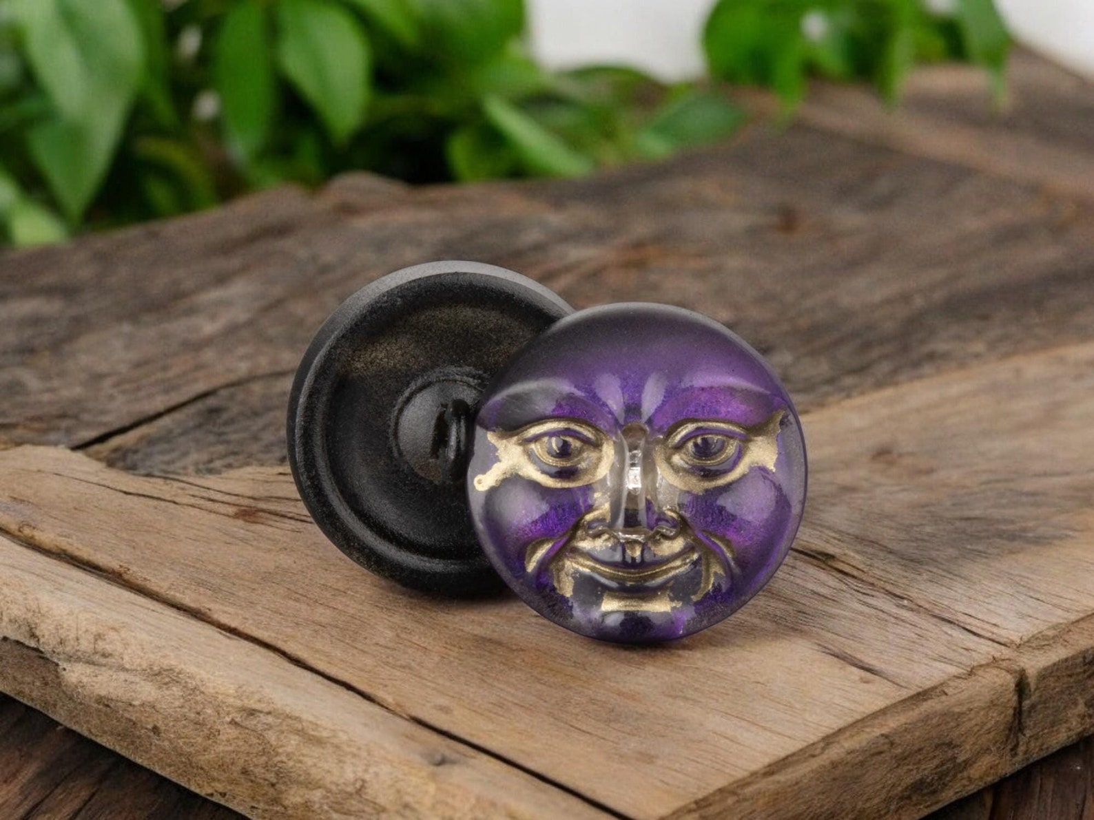 Czech Glass Buttons - Moon Face Buttons - Artisan Button - Handmade ...