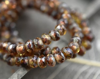 Czech Glass Beads - Picasso Beads - Rondelle Beads - Czech Glass Rondelles - 3x5mm - 30pcs - (2747)
