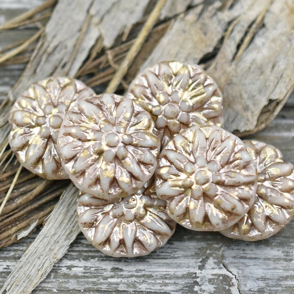 Czech Glass Beads - Flower Beads - Dahlia Beads - Dahlia Flower - 14mm - 10pcs (A3)