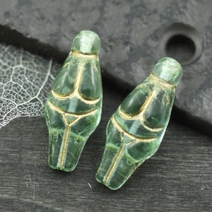 Goddess Bead - Czech Glass Beads - Female Goddess - Picasso Beads - 21x10mm - 4pcs - (1225)