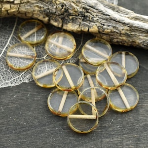 Picasso Beads - Czech Glass Beads - Coin Beads - Table Cut Beads - Disc Beads - 12mm - 15pcs - (B766)