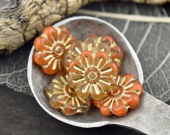 Daisy Flower Beads - Czech Glass Beads - Czech Glass Flowers - New Czech Beads - 18mm Flower - 6pcs - (3426)