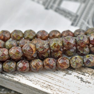 Picasso Beads Czech Glass Beads Fire Polished Beads Round Beads Rustic Beads Red Picasso 8mm 16pcs 3861 image 8