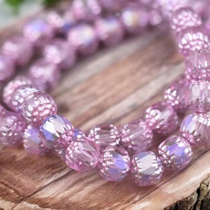 Czech Glass Beads - Cathedral Beads - Fire Polish Beads - Hot Pink Apollo AB - 6, 8 or 10mm